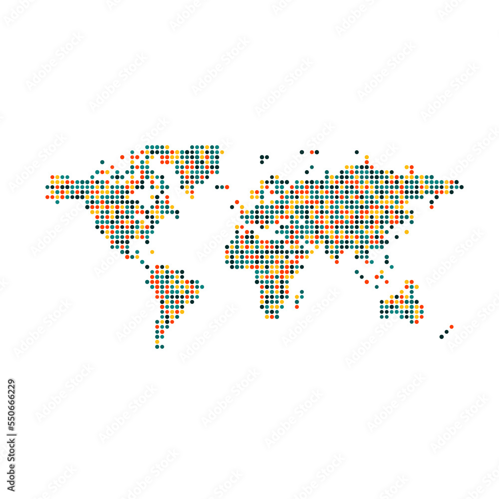 Fototapeta premium World 1 Silhouette Pixelated pattern map illustration
