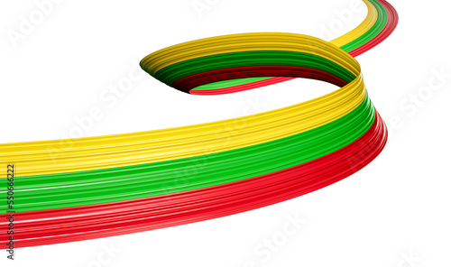 Myanmar Burma flag colors ribbon on isolated background 3d illustration