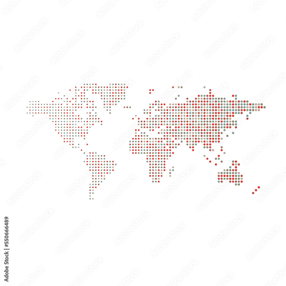 Fototapeta premium World 1 Silhouette Pixelated pattern map illustration