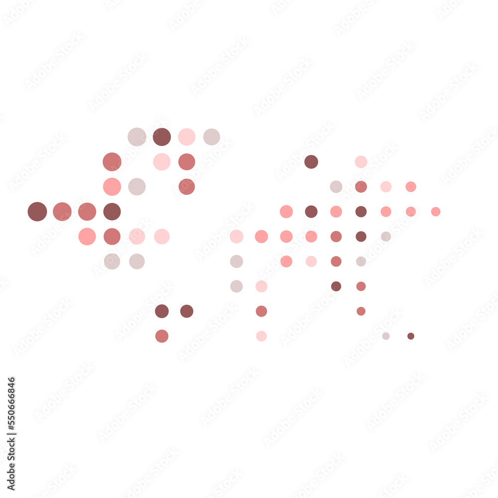 World 2 Silhouette Pixelated pattern map illustration World 2 Silhouette Pixelated pattern map illustration