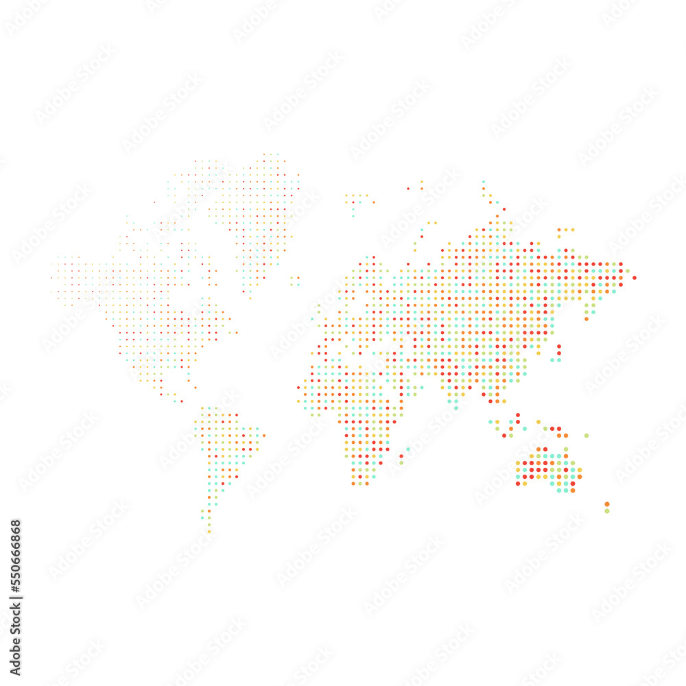 Fototapeta premium World 2 Silhouette Pixelated pattern map illustration