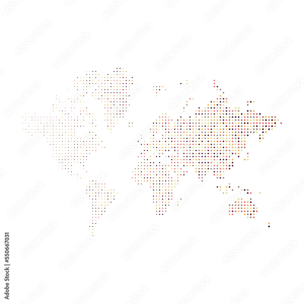 Fototapeta premium World 2 Silhouette Pixelated pattern map illustration