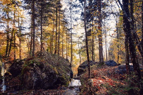 Autumn hiking in Austrian nature in Myrafalle waterfalls
