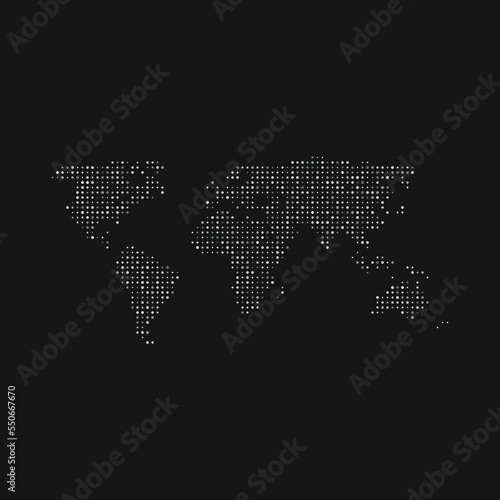 World 3 Silhouette Pixelated pattern map illustration