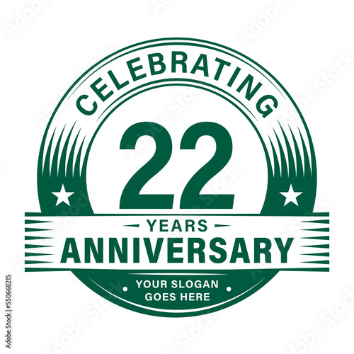 22 years anniversary celebration design template. 22nd logo. Vector and illustrations. 