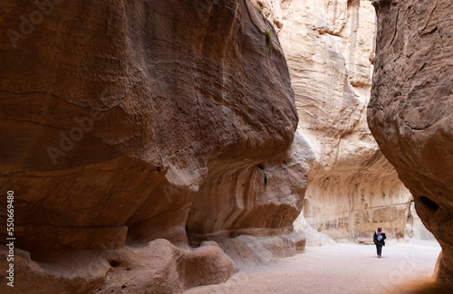 Jordanien marchant dans le canyon de Petra