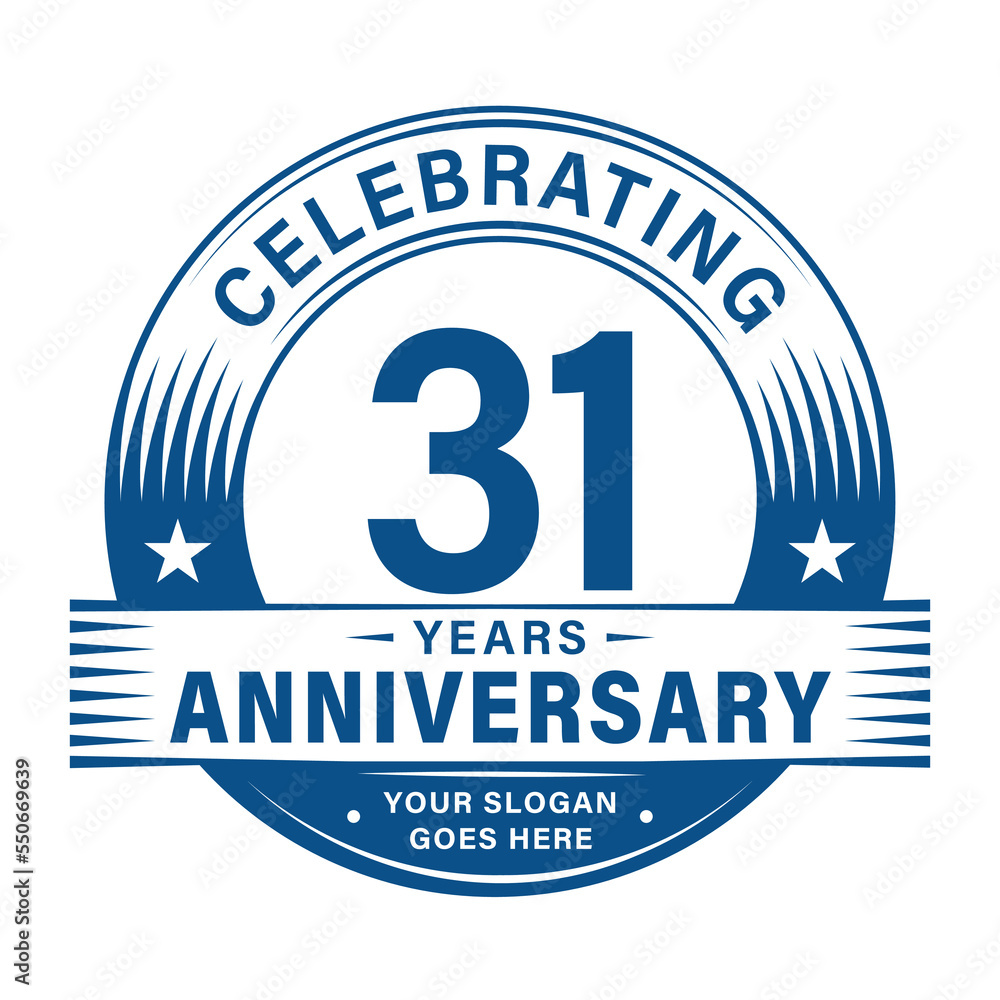 31 years anniversary celebration design template. 31st logo. Vector and illustrations.
31 years anniversary celebration design template. 31st logo. Vector and illustrations.