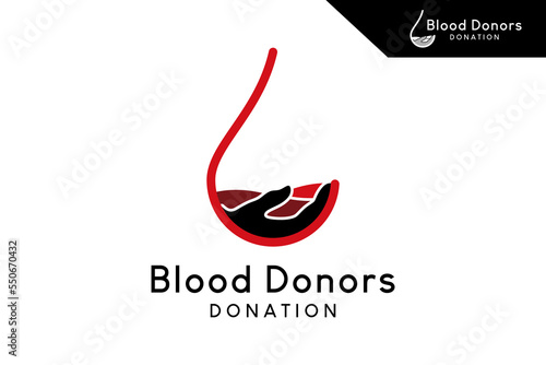 Blood donation logo design, blood donation vector illustration with creative blood drop concept