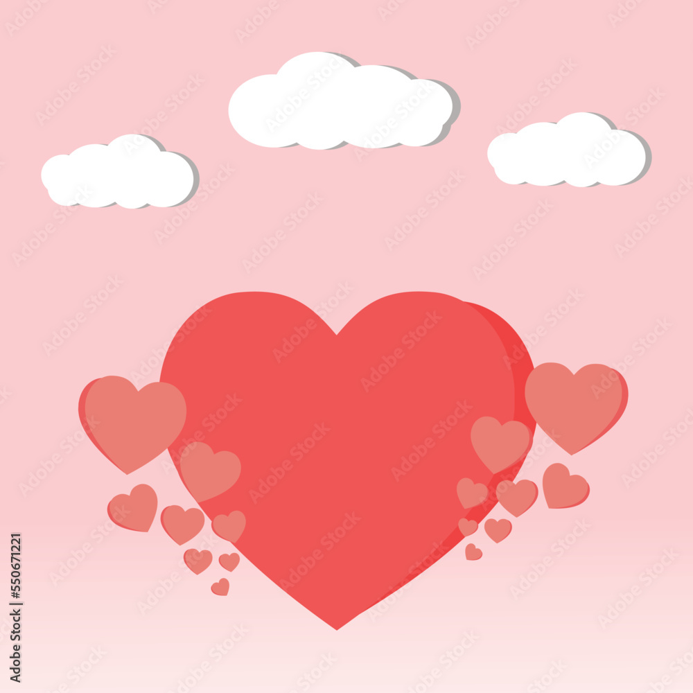 Joyful lovely love heart concept valentine day banner podium with sky decoration for love design for valentine day couple in love sale festival valentine day couple poster sale festival illustration.