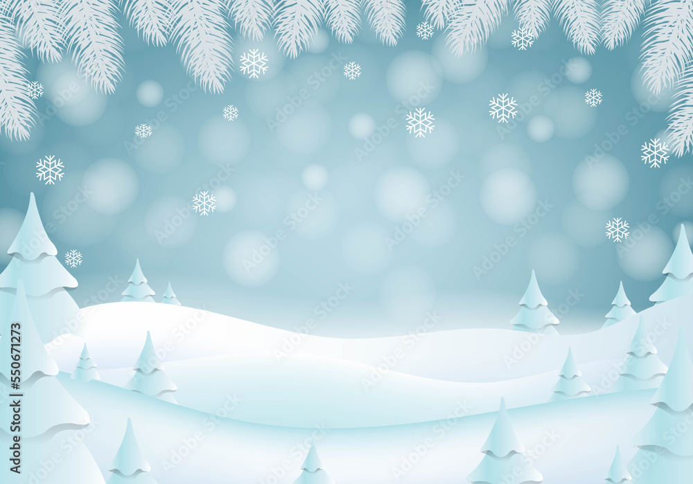 Christmas Postcard With Fir Tree Border Christmas Postcard With Fir Tree Border