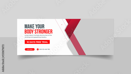 Fitness gym training facebook cover and web banner, gym facebook web banner template

