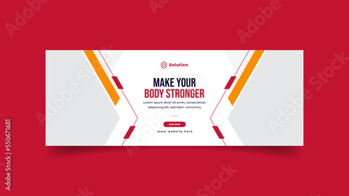 Fitness gym training facebook cover and web banner, gym facebook web banner template
