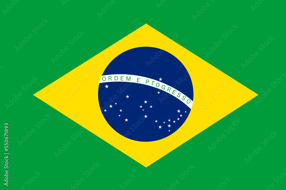 Fototapeta premium The official flag of Brazil. The national flag and motto of Brazilian flag 