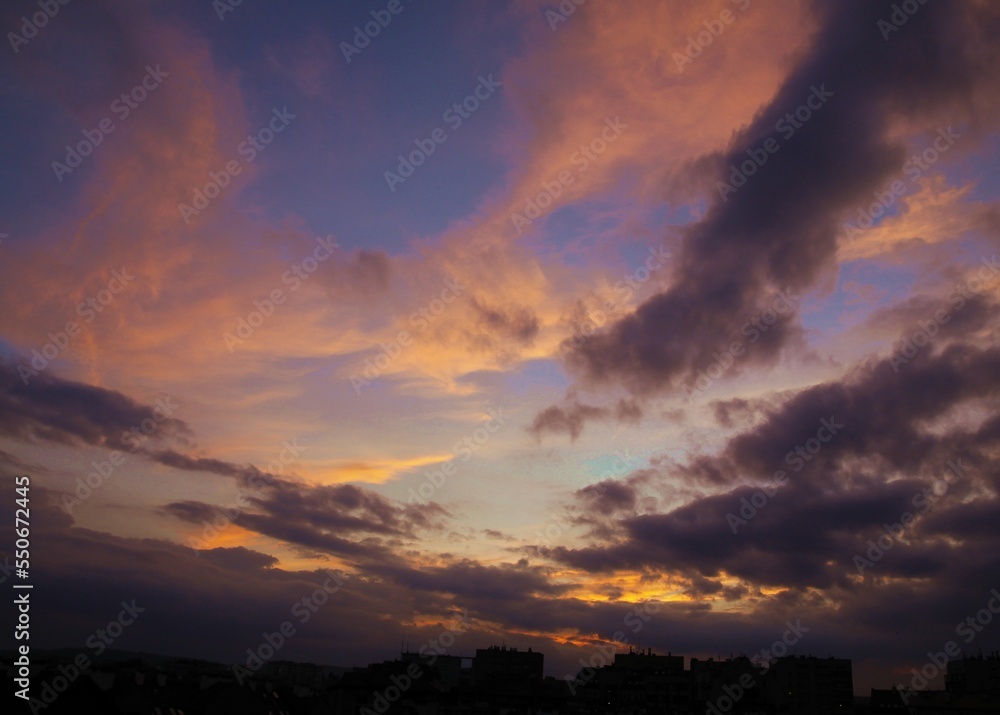 picturesque view of cloudy sky and sunset