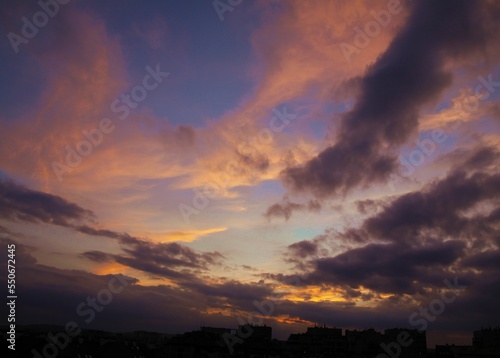 picturesque view of cloudy sky and sunset