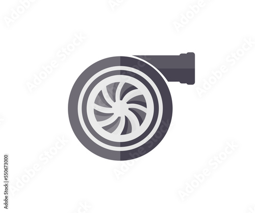 Car turbocharger, Auto part turbo engine logo design. Turbo charger on car engine car. Auto part turbo engine technology concept. Turbocharger automotive part auto part vector design and illustration.