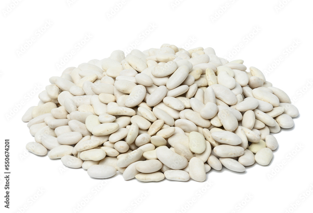 White raw beans isolated on white background White raw beans isolated on white background