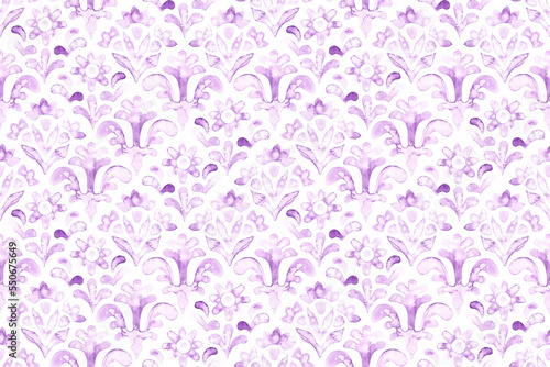 Watercolor seamless pattern. The ornament is drawn with paints on paper. Bohemian print for textiles, home decor, packaging.