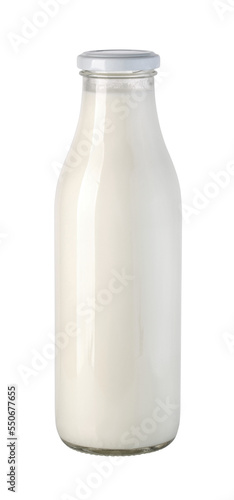 Stampa su tela Fresh milk in a glass bottle