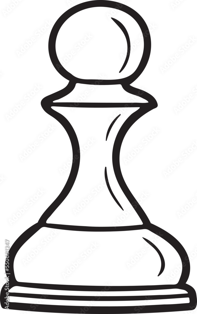 Hand drawn vector sketch. Chess piece isolated on white background. Pawn illustration in doodle style. Drawing of a chess piece pawn.
Hand drawn vector sketch. Chess piece isolated on white background. Pawn illustration in doodle style. Drawing of a chess piece pawn.