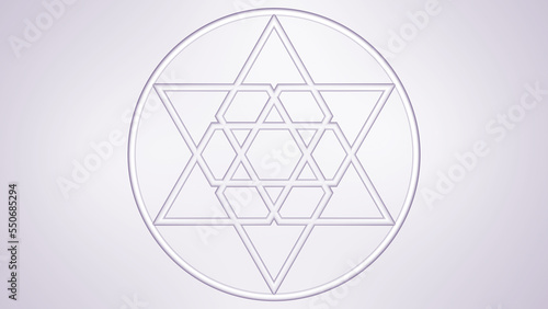 3d illustration of a symbol of sacred geometry on a beige background with shadows