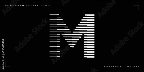 Letter M Logo with Abstract Line Pattern