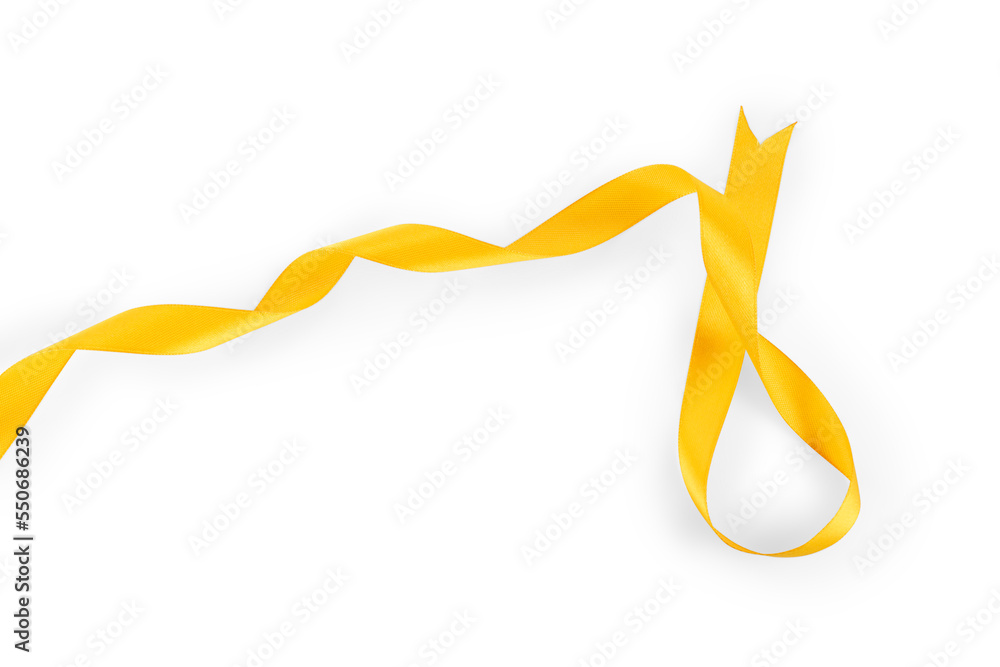 Yellow twisted ribbon isolated with clipping path