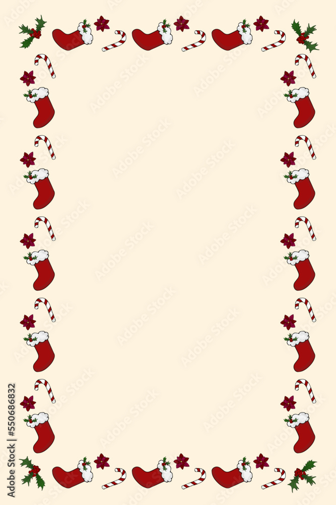 Trendy christmas template with candy flower boots elements. hand drawn style vector illustration Trendy christmas template with candy flower boots elements. hand drawn style vector illustration
