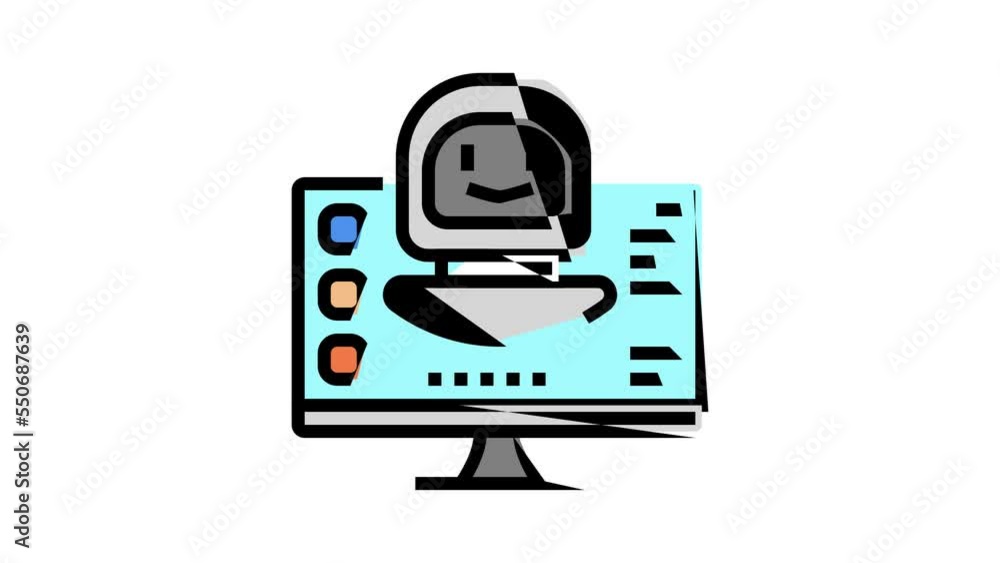 digital robot color icon animation digital robot color icon animation