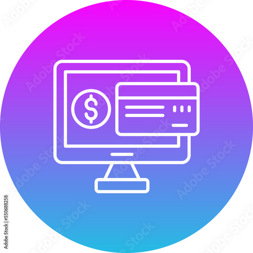 Online Payment Gradient Circle Line Inverted Icon