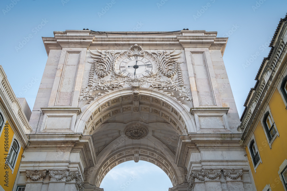 Rua Augusta Arch with clock - Lisbon, Portugal