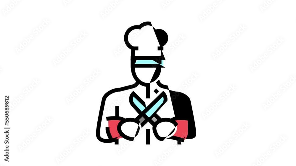 personal chef color icon animation personal chef color icon animation