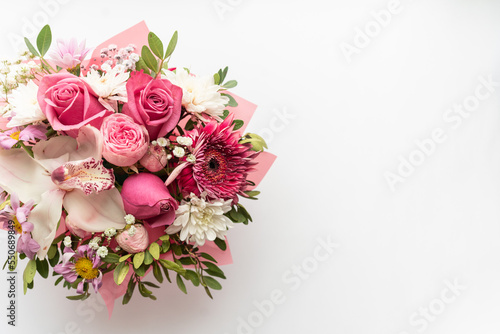 Beautiful spring bouquet with pink and white tender flowers  © Ann