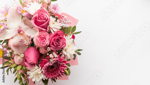 Beautiful spring bouquet with pink and white tender flowers  © Ann