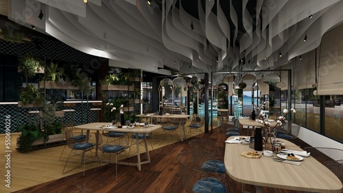 Cuadro en lienzo BAR RESTAURANTE DE LIJO EN LA PLAYA . ESTILO MODERNO