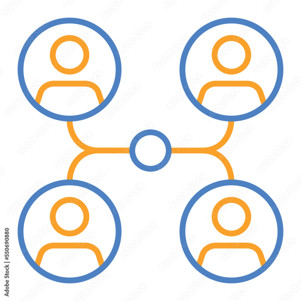 Network Blue And Orange Line Icon Network Blue And Orange Line Icon