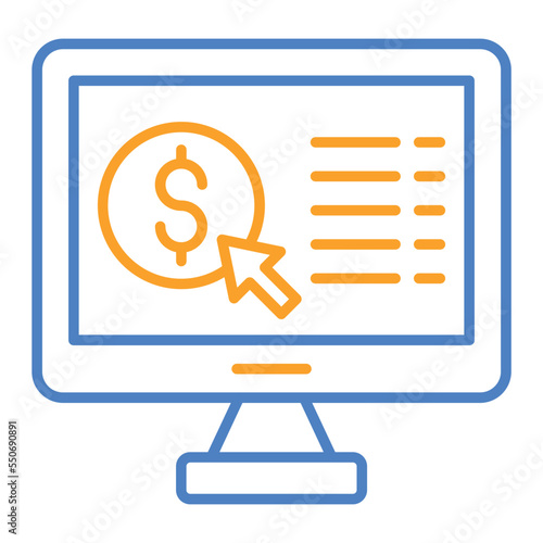 Pay Per Click Blue And Orange Line Icon