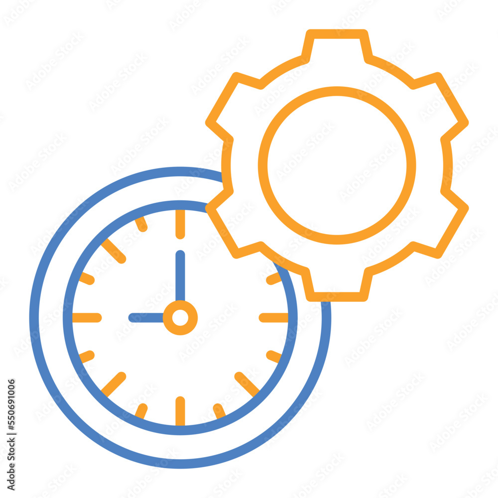 Time Management Blue And Orange Line Icon Time Management Blue And Orange Line Icon