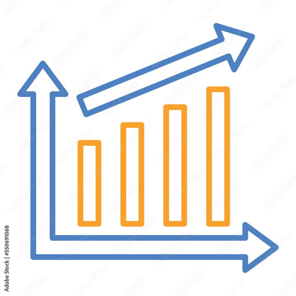 Bar Chart Blue And Orange Line Icon Bar Chart Blue And Orange Line Icon