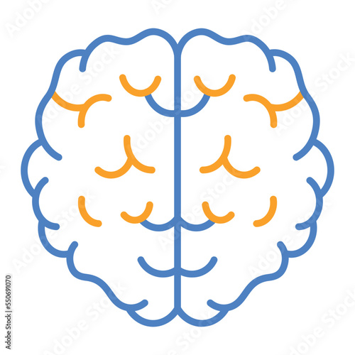 Brain Blue And Orange Line Icon