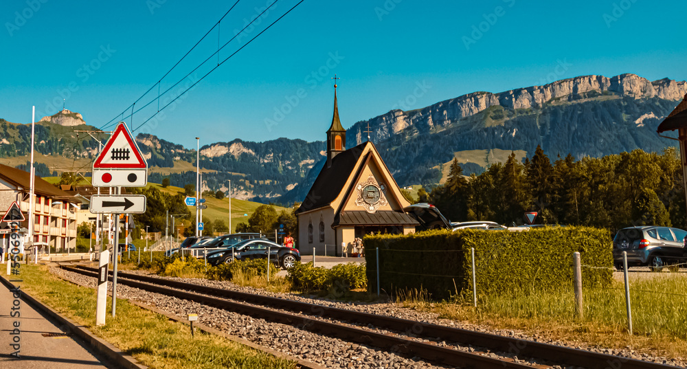 Fototapeta premium Beautiful alpine summer view at Wasserauen, Appenzell, Alpstein, Switzerland