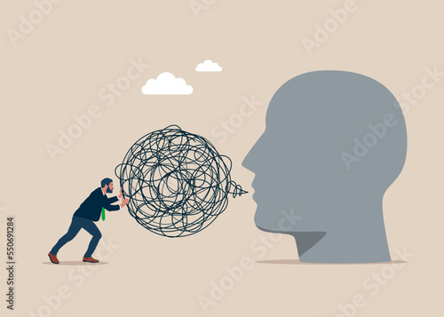 Employee working in high stress conditions and under hard businessman pressure. Flat modern vector illustration