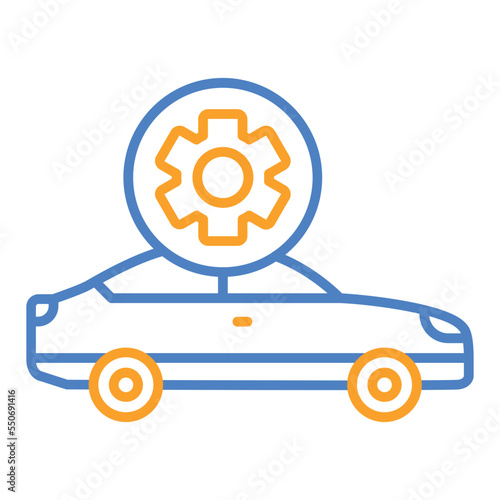 Car Service Blue And Orange Line Icon