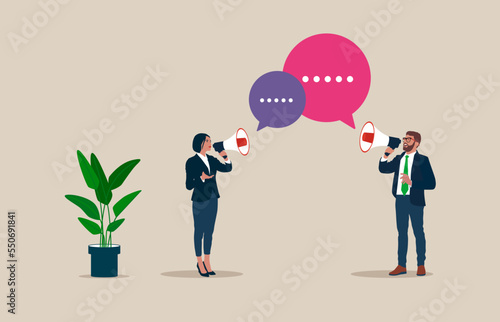 Communication gap. Corporate culture.  Vector illustration
