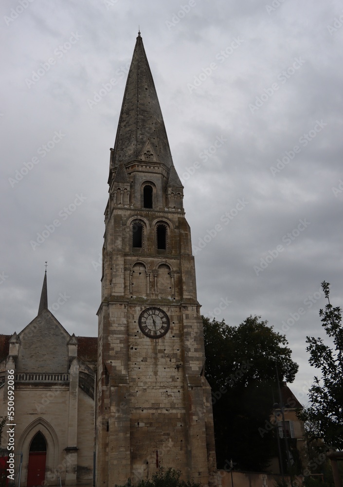 Spire of the abbey in Auxerre, France 