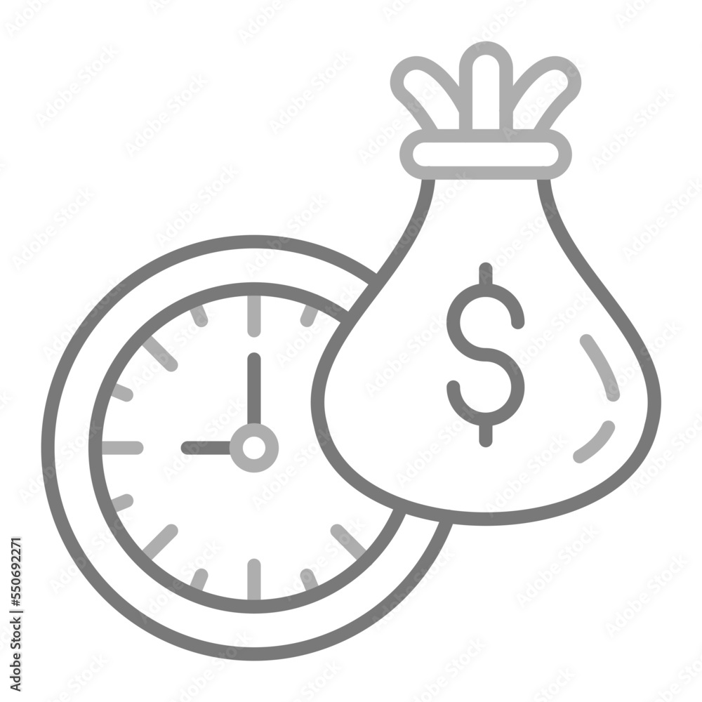 Time Is Money Greyscale Line Icon Time Is Money Greyscale Line Icon