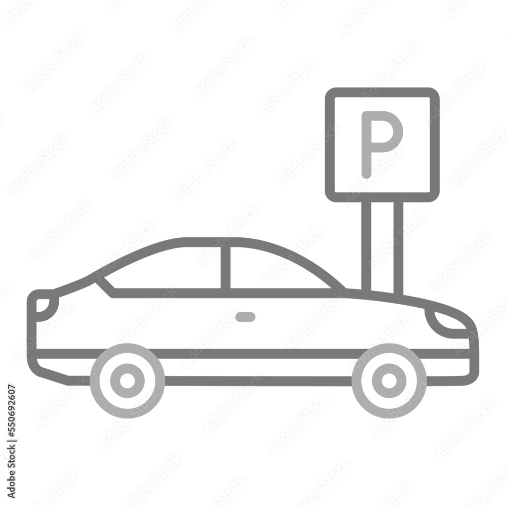Naklejka premium Parking Greyscale Line Icon