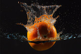 orange falling in water