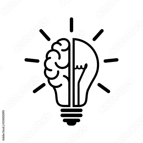 Light bulb and brain icon