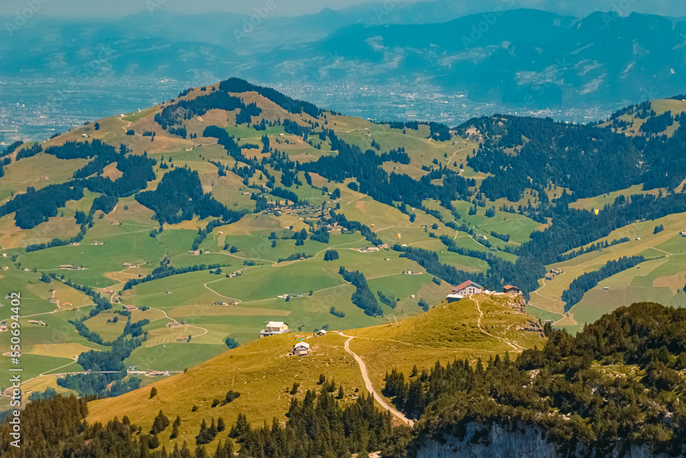 Beautiful alpine summer view at the famous Ebenalp, Appenzell, Alpstein, Switzerland
